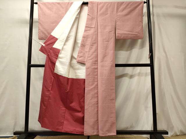 平和屋着物■上質な紬　格子柄　正絹　逸品　CABL0436oy