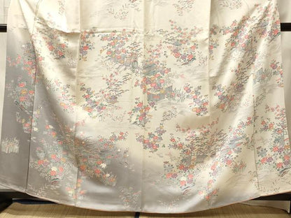 平和屋着物■訪問着　草花文　暈し染め　正絹　逸品　CABL0437oy