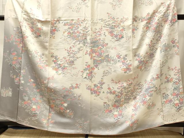 平和屋着物■訪問着　草花文　暈し染め　正絹　逸品　CABL0437oy
