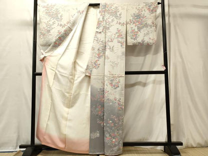 平和屋着物■訪問着　草花文　暈し染め　正絹　逸品　CABL0437oy