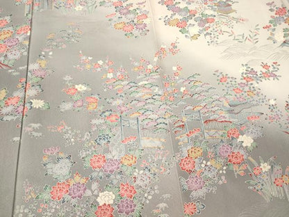 平和屋着物■訪問着　草花文　暈し染め　正絹　逸品　CABL0437oy