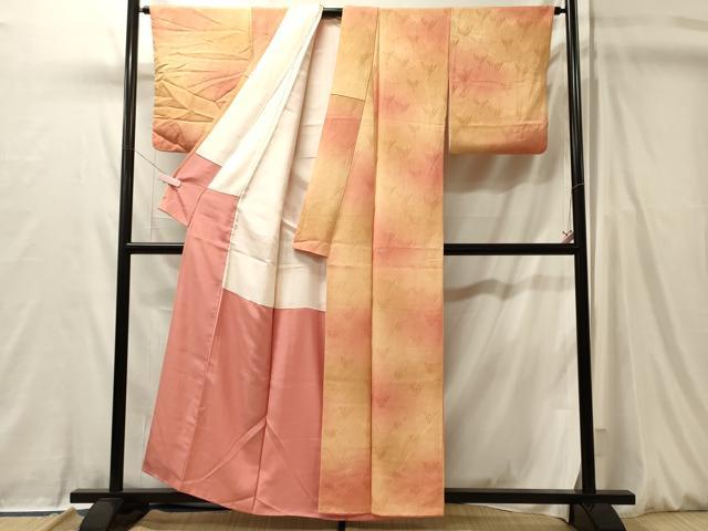平和屋着物■上質な小紋　舞花地紋　暈し染め　正絹　逸品　CABL0441oy