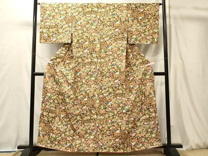 平和屋着物■上質な小紋　花鳥文　正絹　逸品　未使用　CABL0442oy