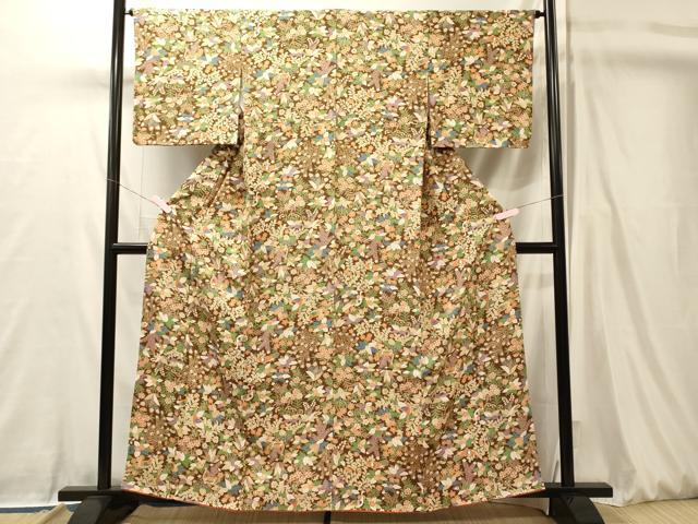 平和屋着物■上質な小紋　花鳥文　正絹　逸品　未使用　CABL0442oy