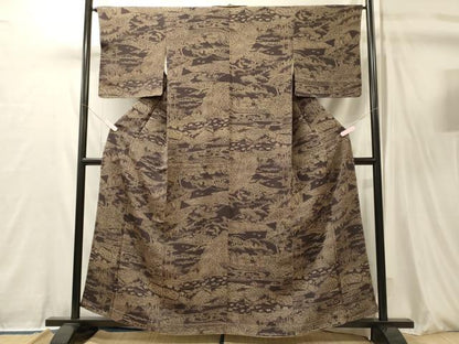 平和屋着物■上質な小紋　風景文　鬼しぼ縮緬　正絹　逸品　未使用　CABL0443oy