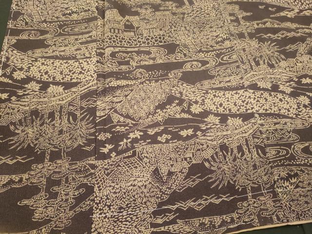 平和屋着物■上質な小紋　風景文　鬼しぼ縮緬　正絹　逸品　未使用　CABL0443oy