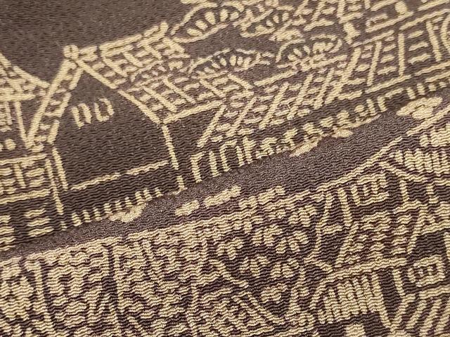 平和屋着物■上質な小紋　風景文　鬼しぼ縮緬　正絹　逸品　未使用　CABL0443oy
