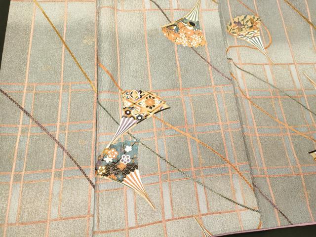平和屋着物■上質な小紋　扇花文　暈し染め　金彩　正絹　逸品　CABL0444oy