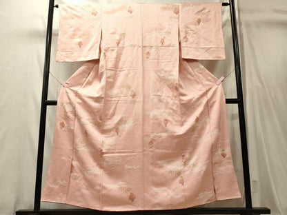 平和屋着物■上質な小紋　陶器流水草花文　暈し染め　金彩　正絹　逸品　CABL0451oy