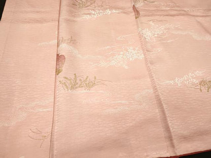 平和屋着物■上質な小紋　陶器流水草花文　暈し染め　金彩　正絹　逸品　CABL0451oy