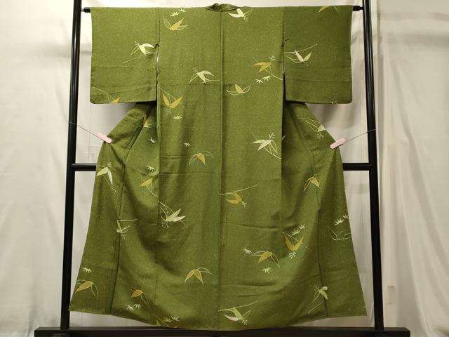 平和屋着物■上質な小紋　手描き　笹の葉文　正絹　逸品　CABL0452oy