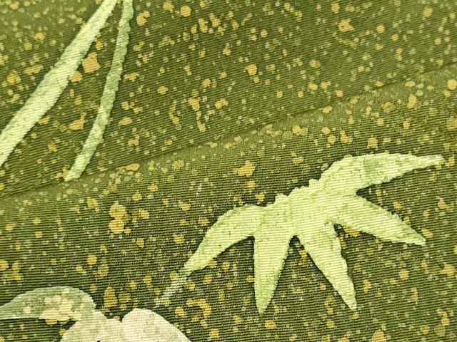 平和屋着物■上質な小紋　手描き　笹の葉文　正絹　逸品　CABL0452oy
