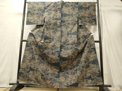 平和屋着物■上質な紬　風景文　正絹　逸品　未使用　CABL0462oy