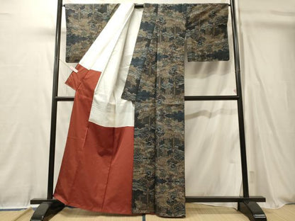 平和屋着物■上質な紬　風景文　正絹　逸品　未使用　CABL0462oy