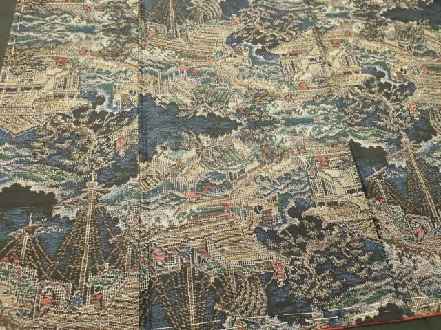 平和屋着物■上質な紬　風景文　正絹　逸品　未使用　CABL0462oy