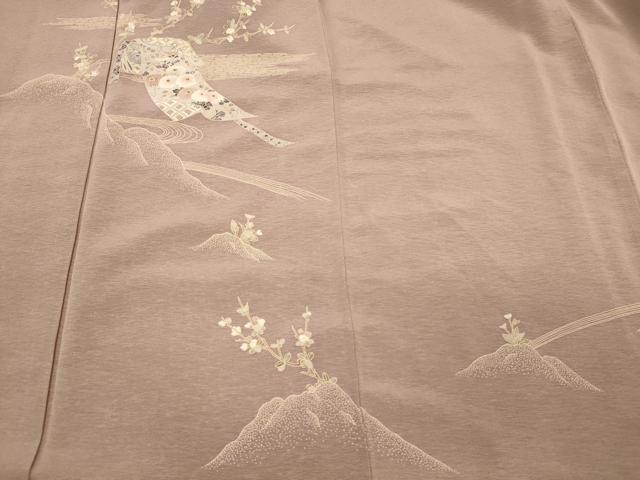 平和屋着物■訪問着　吉祥枝花地紋　正絹　逸品　CABL0465oy