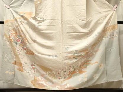 平和屋着物■訪問着　作家物　吉祥草花文　紅藤色　金銀彩　正絹　逸品　CABL0467oy