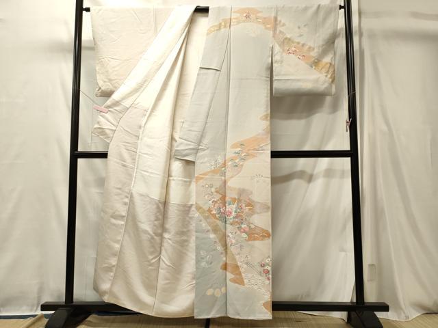 平和屋着物■訪問着　作家物　吉祥草花文　紅藤色　金銀彩　正絹　逸品　CABL0467oy
