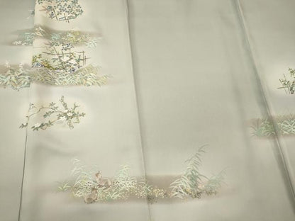 平和屋着物■訪問着　草花文　兎　暈し染め　正絹　逸品　CABL0469oy