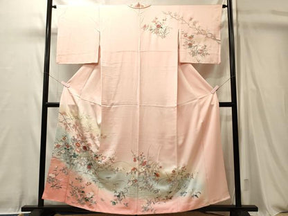 平和屋着物■訪問着　花鳥文　暈し染め　金銀彩　正絹　逸品　CABL0470oy