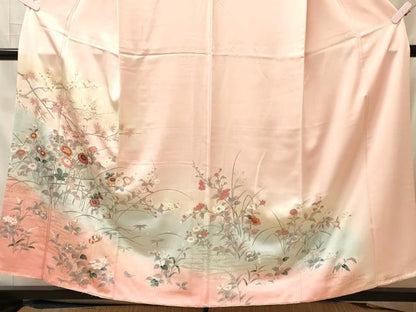 平和屋着物■訪問着　花鳥文　暈し染め　金銀彩　正絹　逸品　CABL0470oy