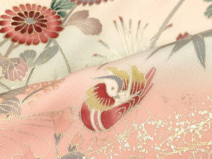 平和屋着物■訪問着　花鳥文　暈し染め　金銀彩　正絹　逸品　CABL0470oy
