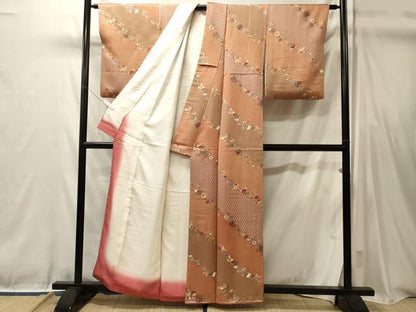 平和屋着物■上質な小紋　枝花文　金彩　正絹　逸品　CABL0471oy