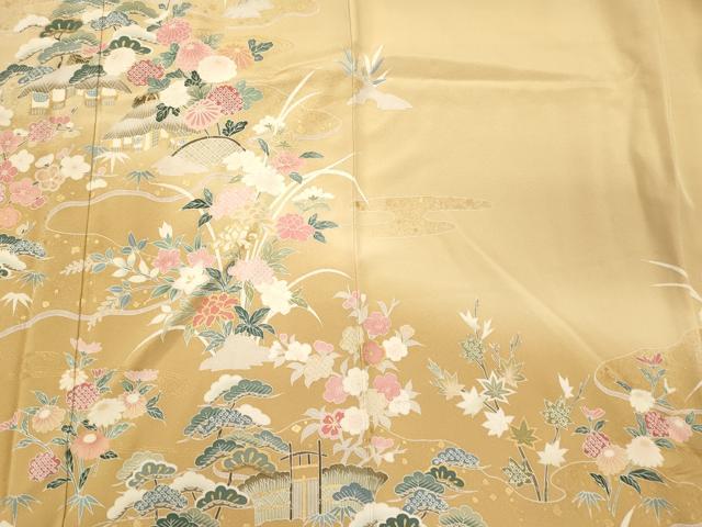 平和屋着物■訪問着　風景花松文　暈し染め　金彩　正絹　逸品　CABL0472oy