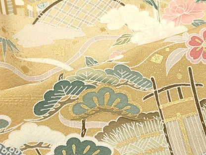 平和屋着物■訪問着　風景花松文　暈し染め　金彩　正絹　逸品　CABL0472oy