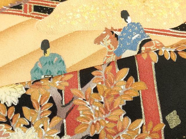 平和屋着物■豪華黒留袖　人物風景松文　暈し染め　金彩　正絹　逸品　CABL0477oy