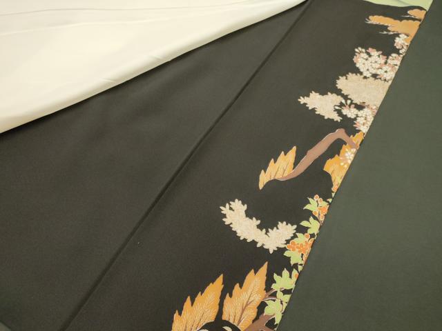 平和屋着物■豪華黒留袖　人物風景松文　暈し染め　金彩　正絹　逸品　CABL0477oy