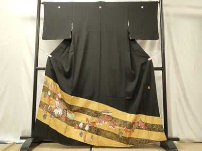 平和屋着物■豪華黒留袖　作家もの　人物文　金彩　正絹　逸品　CABL0481oy