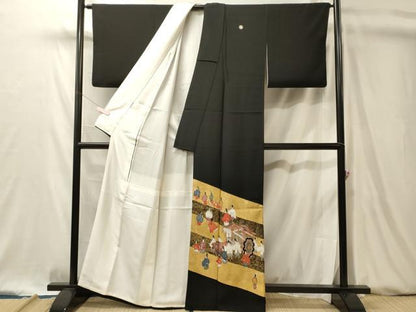 平和屋着物■豪華黒留袖　作家もの　人物文　金彩　正絹　逸品　CABL0481oy