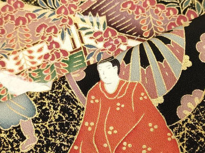 平和屋着物■豪華黒留袖　作家もの　人物文　金彩　正絹　逸品　CABL0481oy