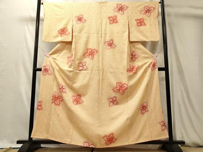 平和屋着物■上質な小紋　総絞り　舞花文　正絹　逸品　CABL0488oy