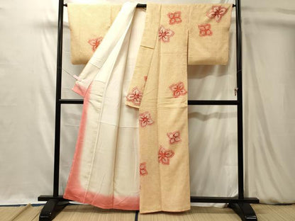 平和屋着物■上質な小紋　総絞り　舞花文　正絹　逸品　CABL0488oy