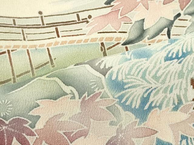 平和屋着物■豪華黒留袖　渡り橋草木松文　正絹　逸品　CABL0494oy