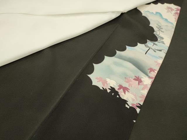 平和屋着物■豪華黒留袖　渡り橋草木松文　正絹　逸品　CABL0494oy