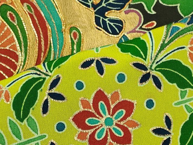 平和屋着物■豪華黒留袖　駒刺繍　鳳凰花唐草丸文　金彩　正絹　逸品　CABL0495oy
