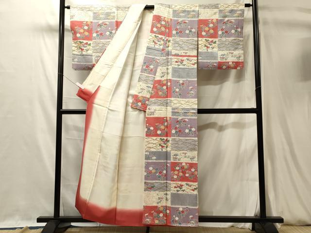 平和屋着物■上質な小紋　流水芝花文　金彩　正絹　逸品　CABL0498oy