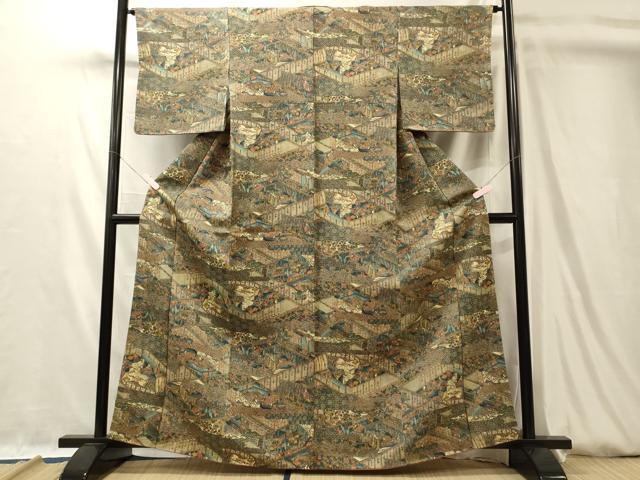 平和屋着物■上質な小紋　吉祥人物文　反端付き　正絹　逸品　未使用　CABL0507oy