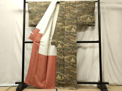 平和屋着物■上質な小紋　吉祥人物文　反端付き　正絹　逸品　未使用　CABL0507oy