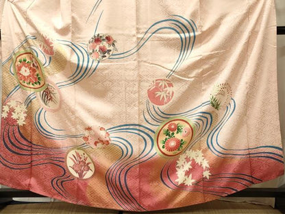 平和屋着物■豪華振袖　流水花丸文　暈し染め　金彩　正絹　逸品　CABL0510oy