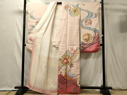 平和屋着物■豪華振袖　流水花丸文　暈し染め　金彩　正絹　逸品　CABL0510oy