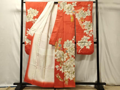 平和屋着物■豪華振袖　駒刺繍　短冊花文　金彩　正絹　逸品　CABL0511oy