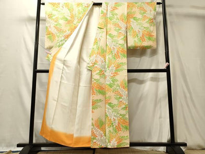 平和屋着物■上質な小紋　草花文　暈し染め　正絹　逸品　CABL0517oy