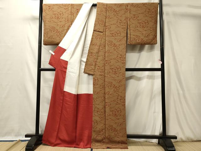 平和屋着物■上質な小紋　抽象文　鬼しぼ縮緬　正絹　逸品　CABL0525oy