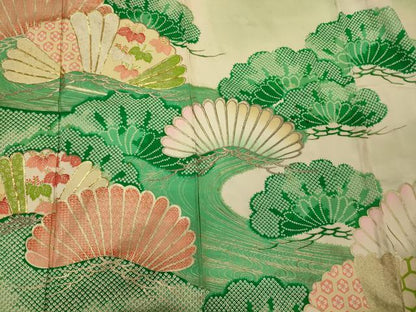 平和屋着物■豪華振袖　駒刺繍　流水笠松文　金彩　正絹　逸品　CABL0526oy