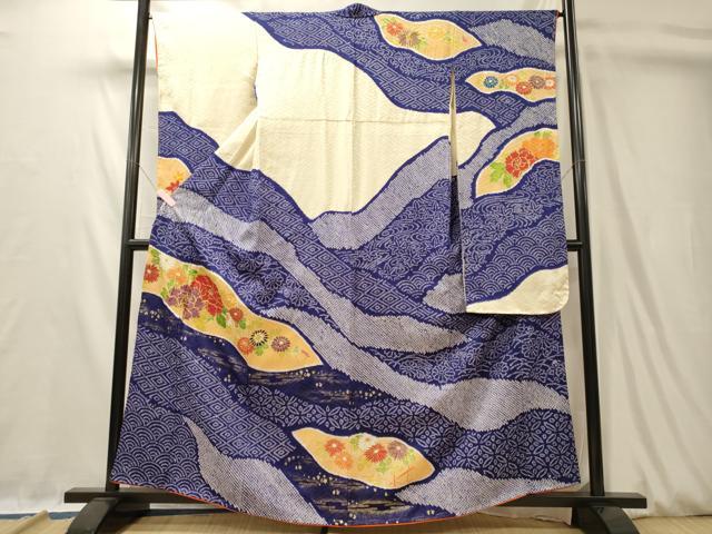 平和屋着物■豪華振袖　駒刺繍　絞り　吉祥草花文　金彩　正絹　逸品　未使用　CABL0528oy