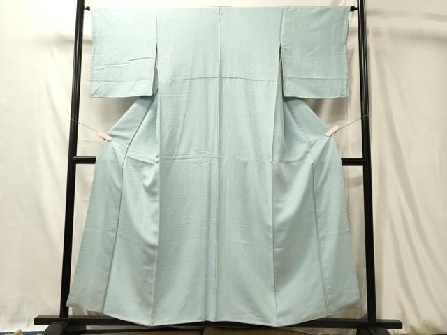平和屋着物■上質な色無地　作家物　檜垣地紋　水浅葱色　正絹　逸品　CABL0529oy